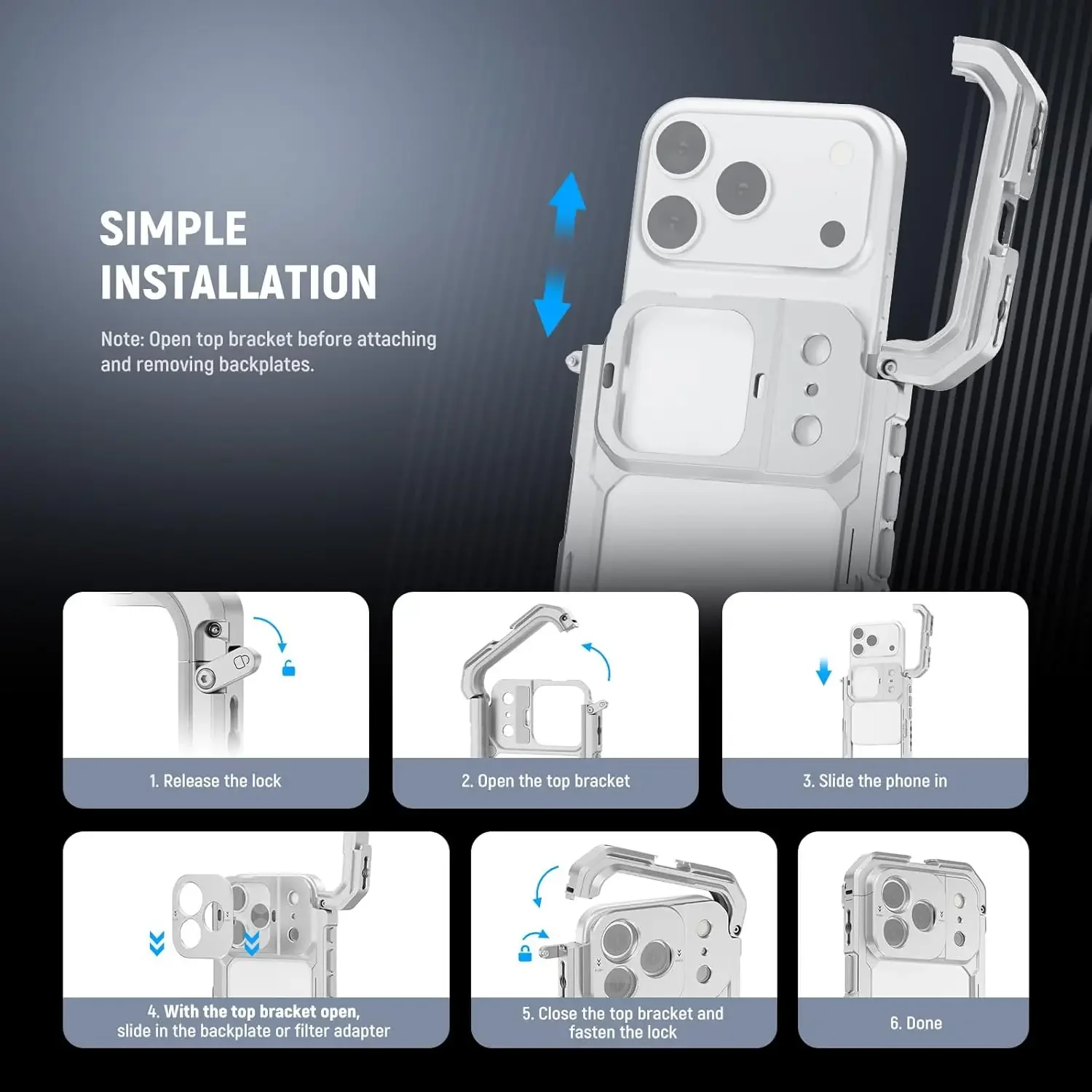 Phone Cage Video Rig Stabilizer For iPhone 17 Pro with 67mm Filter Ring, 17mm Le