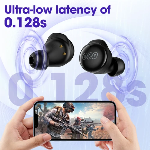 큐씨와이 T17 진정한 무선 이어폰, 블루투스 5.3 이어버드, HIFI 사운드 헤드폰, 터치 컨트롤, 게이밍 이어버드, 긴 대기 시간 26 시간 5