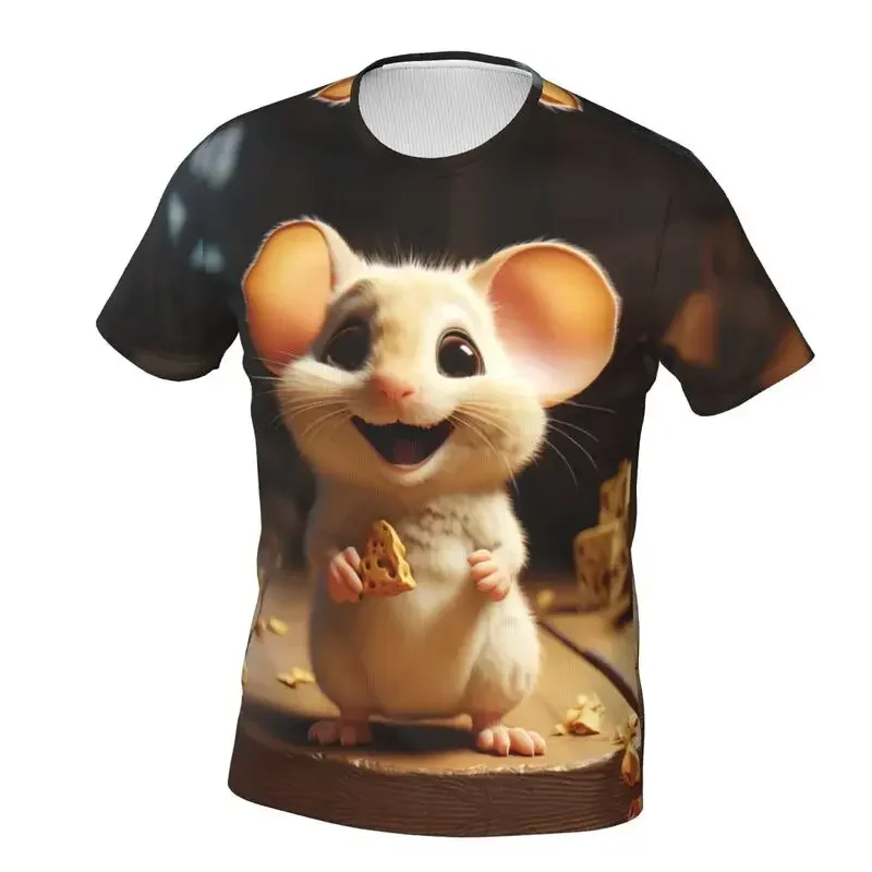

Men's and Women's Casual Fashion Trend 3D Cute Mouse Pattern Printed Short Sleeved T-shirt Summer Cool and Breathable Top Y2K