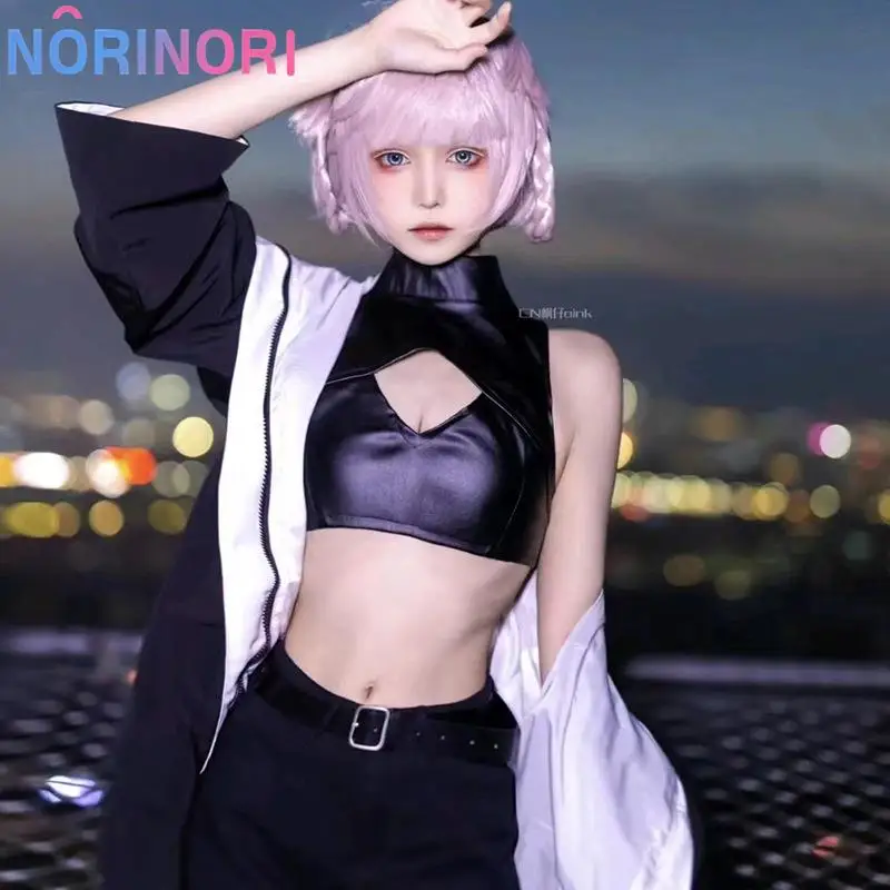 

Call of The Night Cosplay Nanakusa Nazuna Cosplay Costume Wig Black Cloak Jacket Leather Vest Shorts Outfit Yofukashi No Uta