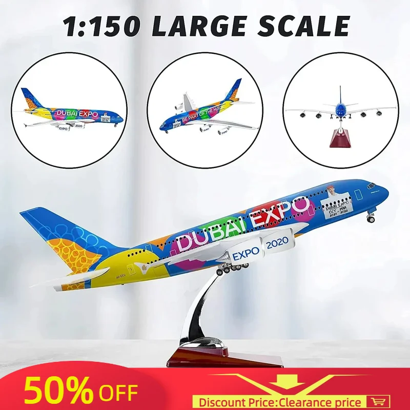 

1:160 Scale Large Model Airplane Airbus 380 Plane Emirates Airplanes with LED Light for Collection Gift Office Desktop Decorati