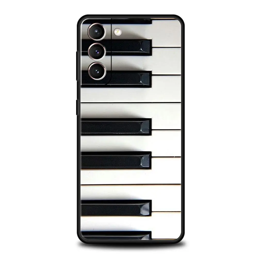 Black Music Instrument Design Phone Case - Guitar & Piano Theme