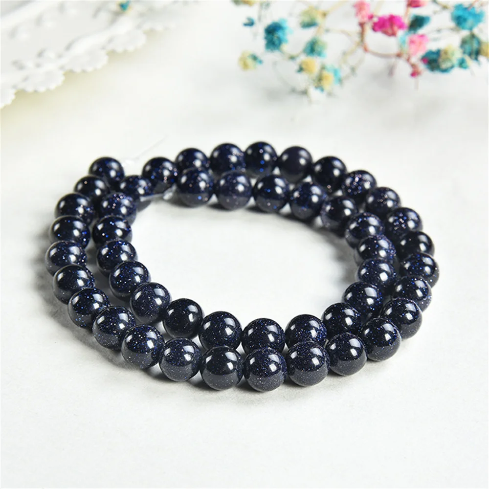 

Natural Stone 6-14mm Blue Sandstone Loose Round Beads for Jewelry Making DIY Charm Women Necklace Bracelet Keychain Pendant