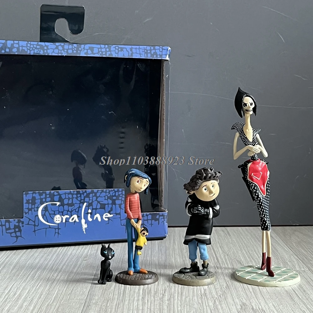 3-teiliges Coraline-Figurenset Anime Coraline & die Geheimtür Crooked Charaktermodell Puppe Statue Bewegliche Gelenkfiguren Film-Spielzeug Geschenke