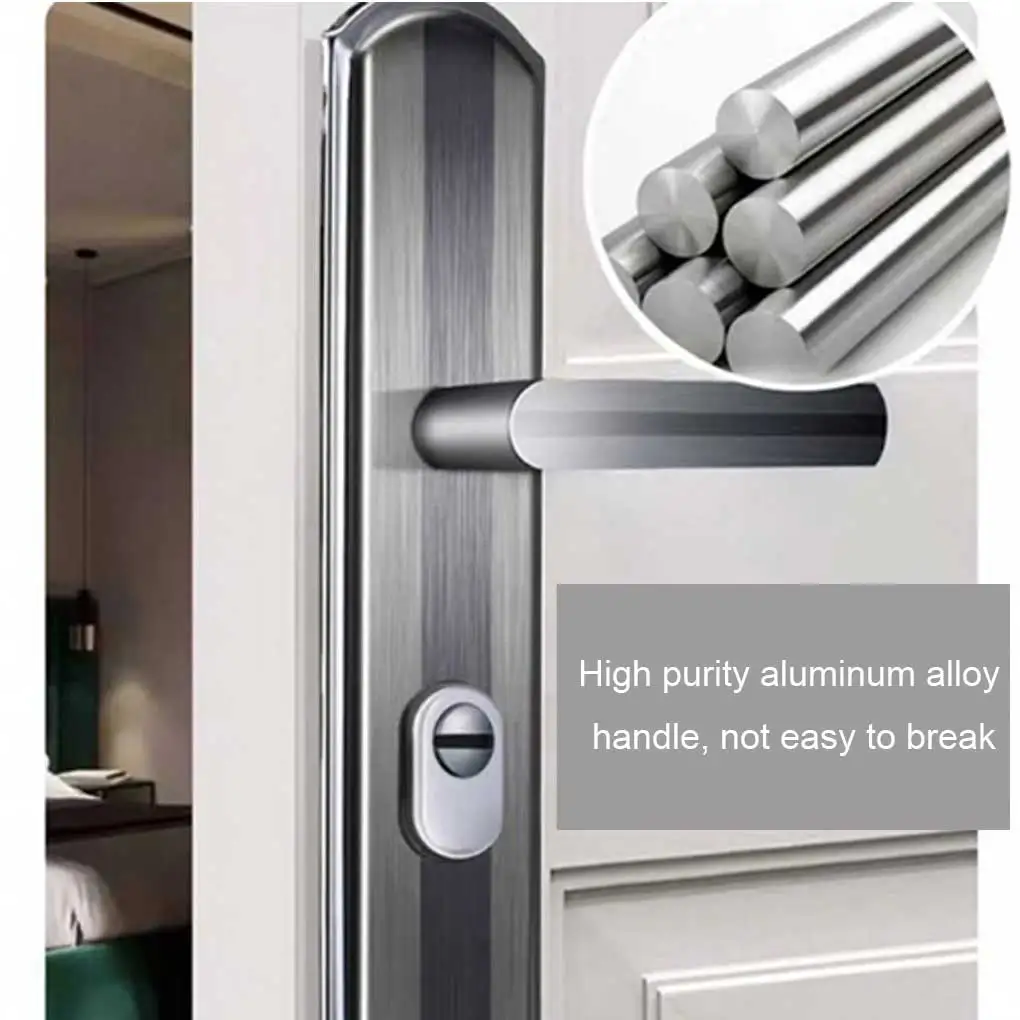 Door Handles 1 Pair Security Entry Lever Stainless Steel Lock Panel