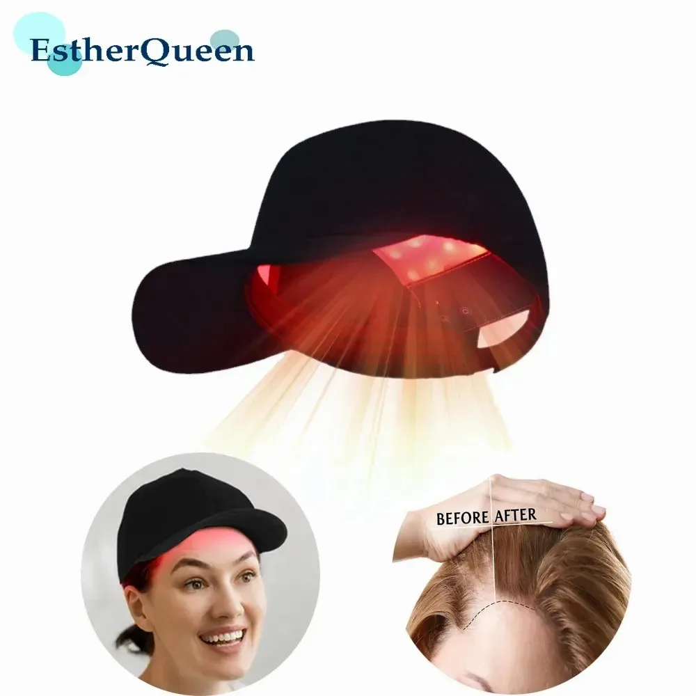 EstherQueen Hair Growth LED Red Light Therapy Cap Hat Red&Infrared Light Therapy Device for Hair Loss with Battery-Customize