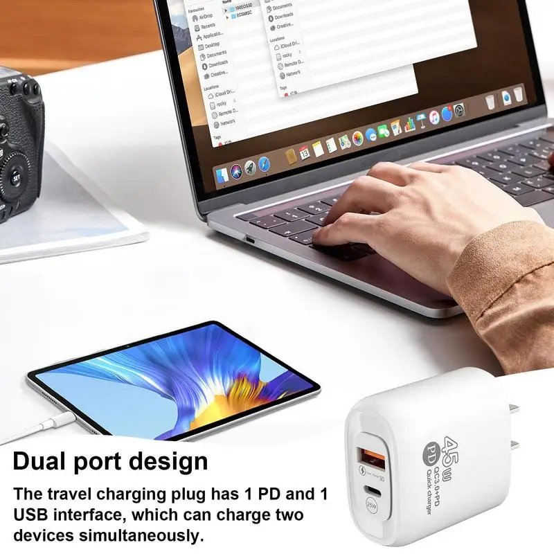 Fast Charger Cube PD USB Cell Phone Adapter 45W Wall Plug Small Plug-in Cube With Overheating Protection For Travel Business