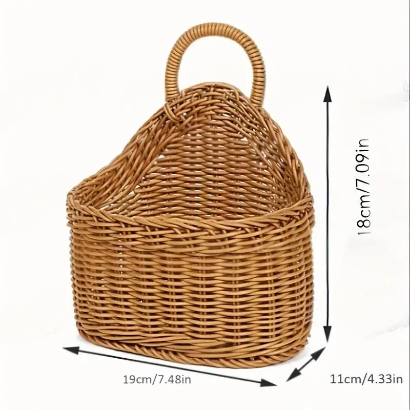 Rustic Farmhouse Style Woven Storage Basket Kitchen Living Room Indoor Outdoor Storage Basket Wall Decoration Flower Hanging Basket