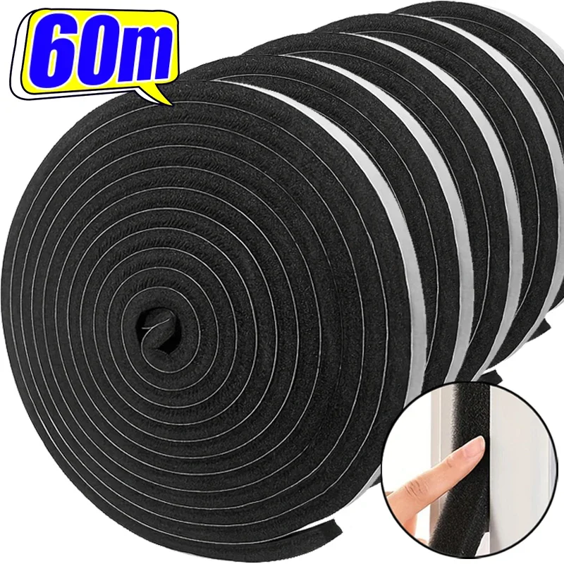 Foam Door Window Sealing Strip Weather Stripping Self-Adhesive Soundproof Windproof Dustproof Draught Insulation Tape