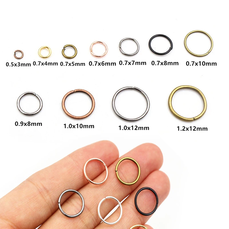 200pcs/Lot 3/4/5/6/7/8/10/12mm Metal DIY Jewelry Findings Open