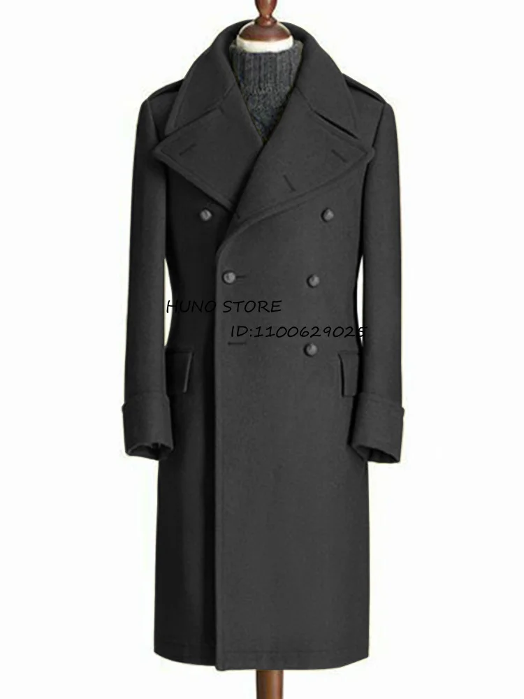 Men Suits Jackets Windbreak Men's Jacket Wool Long Coat Lapel Double Breasted Men's Trench Coats Windbreakers Jackets Man Winter Martens Male