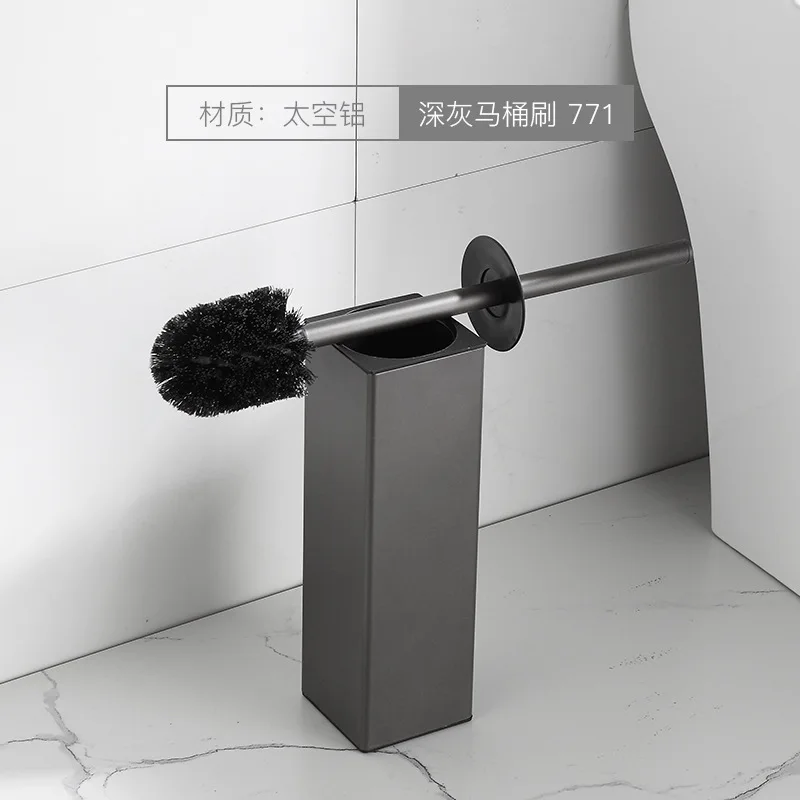 화장실 브러쉬 세트, 벽 장착형, 화장실 청소 공간, 알루미늄, 긴 손잡이, 가정용 화장실 세트, 색상, 그레이, 블랙, 화이트