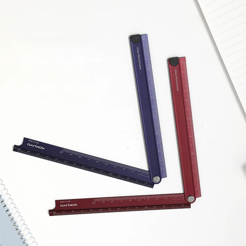 stainless steel ruler ruler set drawing ruler straight ruler folding ruler metal ruler rotatable ruler 1pc Kokuyo Alumite Ruler Foldable 15cm 30cm Urban Monochrome Measuring Ruler Japanese Stationery Office School Supplies