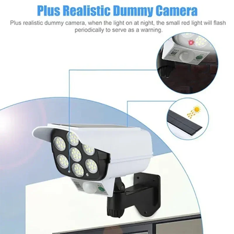 77LED Solar Light Simulation Security Dummy Camera Motion Sensor Outdoor Night L