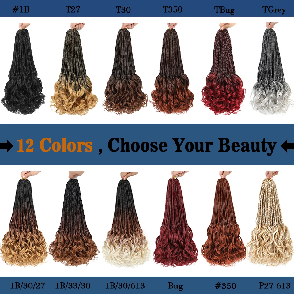 14 18 Inch French Curl Goddess Braids Crochet Hair Soft Synthetic Box Braids Loose Wave French Curls Braiding Hair Pre Stretched 6