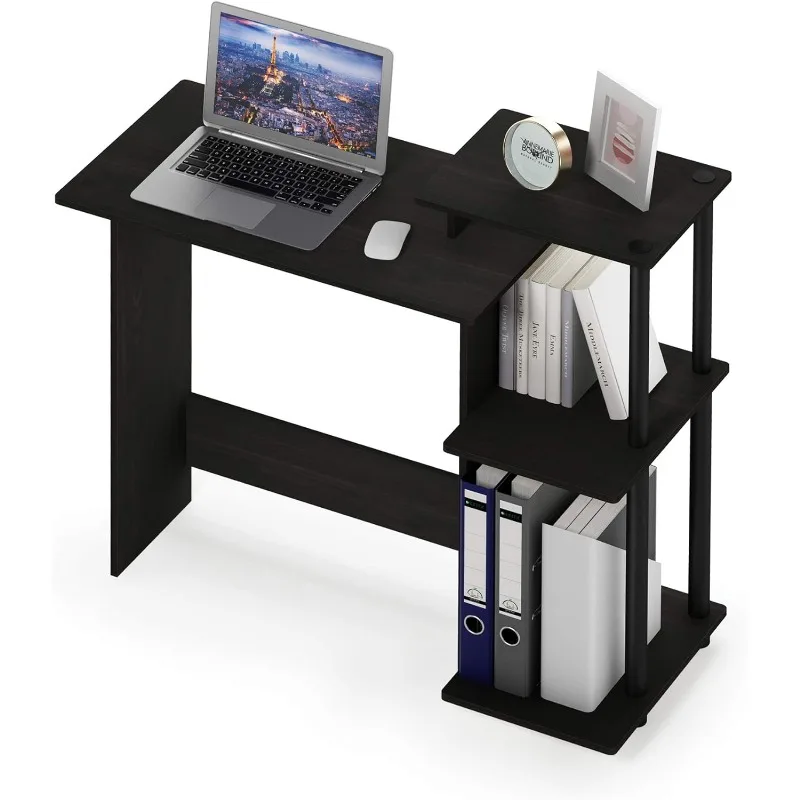Efficient Home Laptop Notebook Computer Desk with Square Shelves, Espresso/Black 6