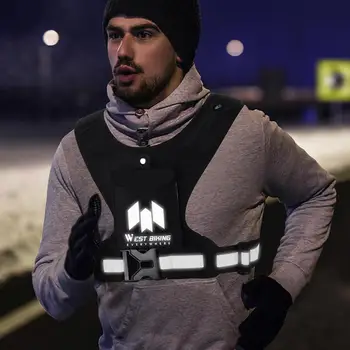 Reflective Running Vest Phone Holder Men Women Waterproof Cell Phone Key Bag Night Cycling Safety Vest Sports Chest Bag 5