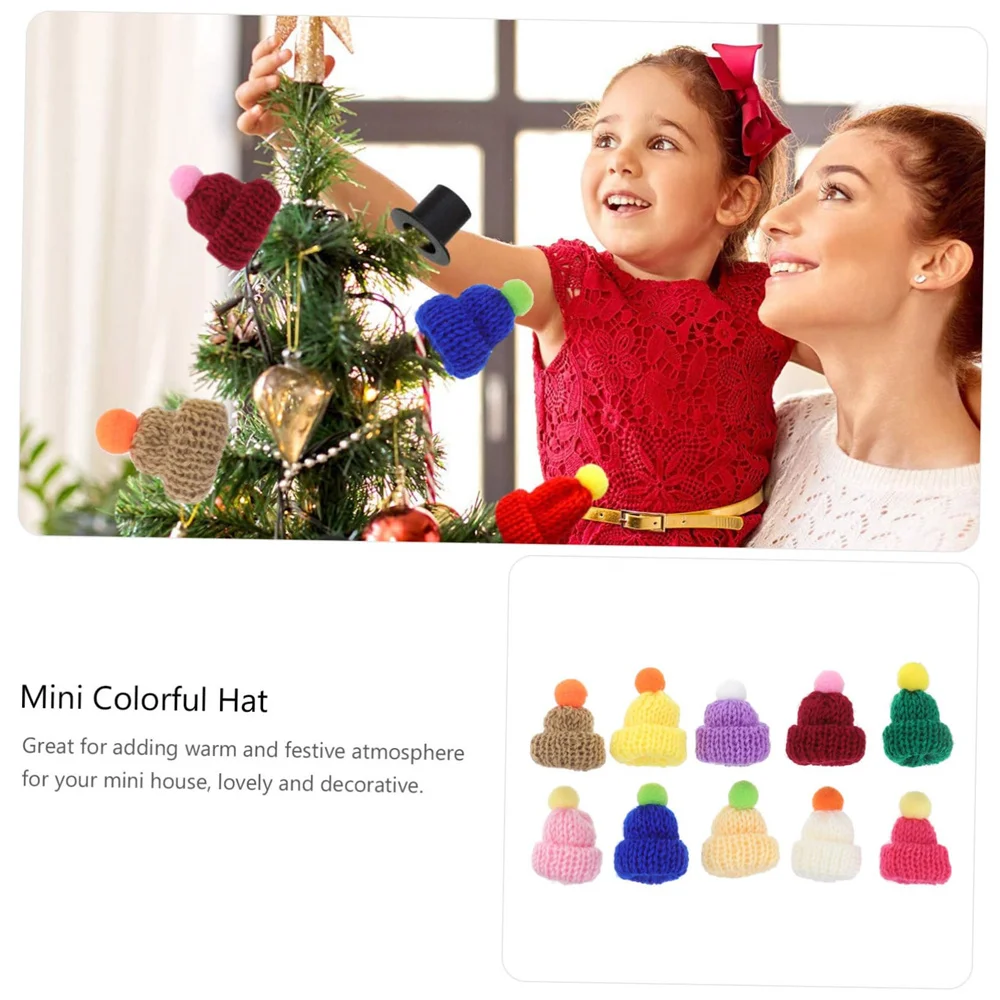 Mini Christmas Knit Hats Craft Knitting Hats Doll Craft Hat Christmas Tree Ornaments Diy Knitting Doll New Year Gift 4cm christmas beanie hat