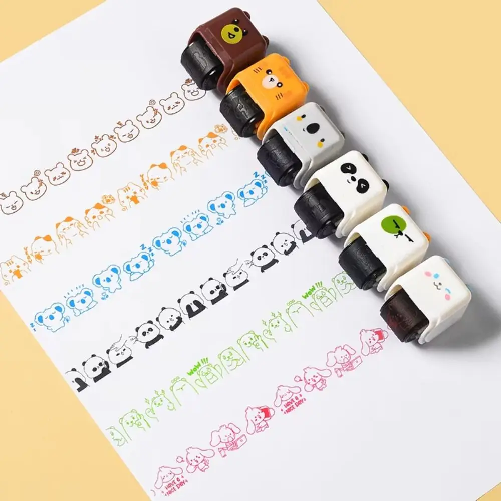 Rullo per disegni e graffiti con animali, stampa a rullo con manico, sigillo a rullo a forma di panda, per fai da te e artigianato