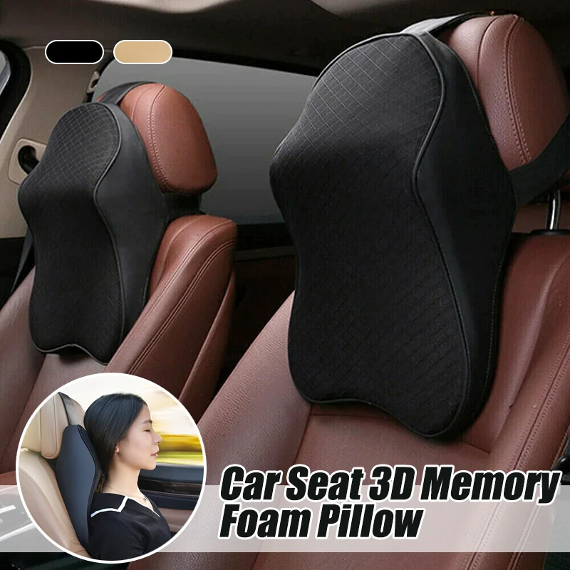 

Luxury Car Seat Headrest Pillow Cushion 3D Black Memory Foam Neck Pillows Back Support Breathable Mesh Auto Interior Accessories