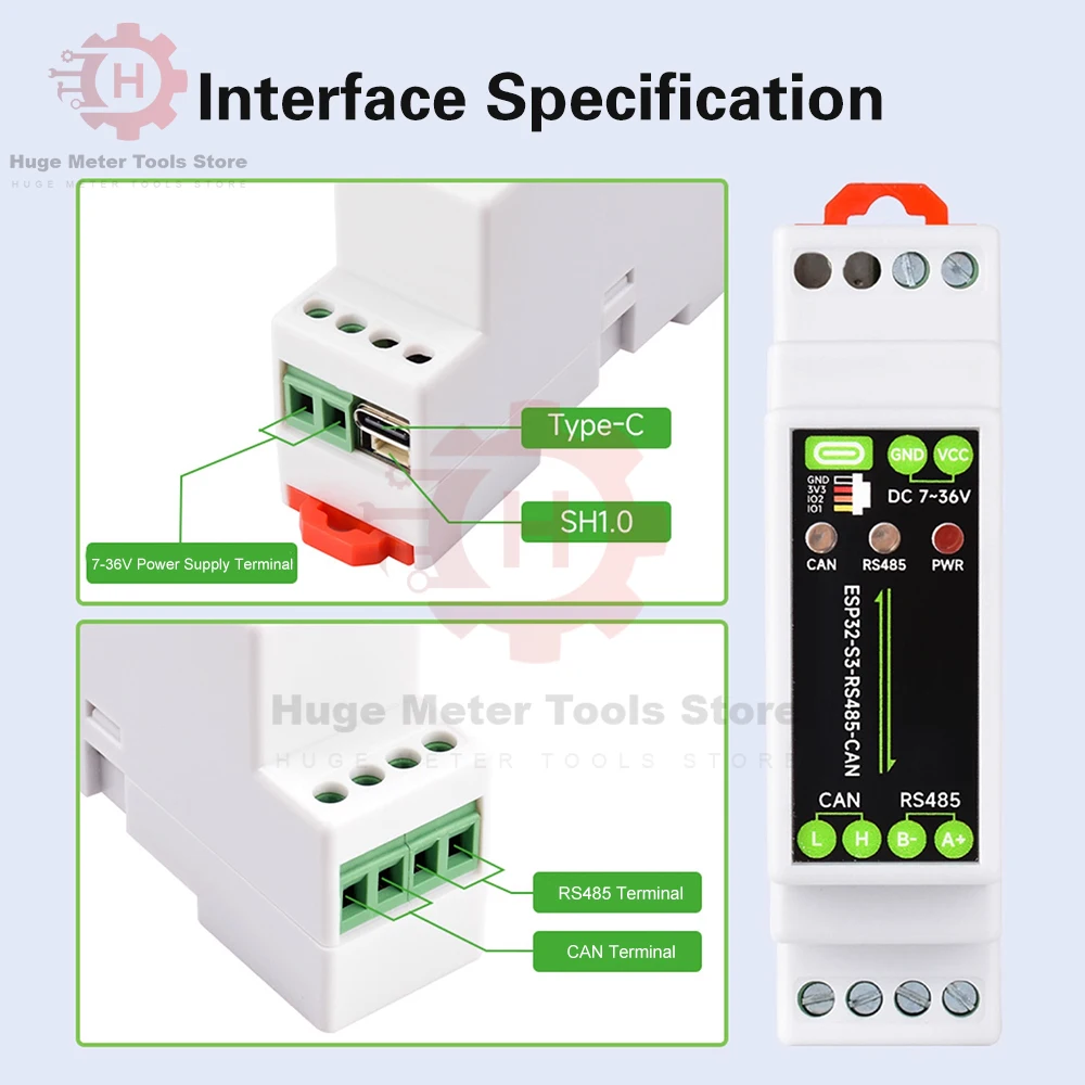 รูปสินค้า บอร์ดควบคุมอุตสาหกรรม Wi-Fi Bluetooth Relay RS485 CAN Type-C