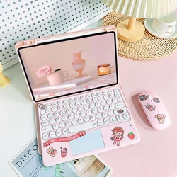 Enhanced Wireless Bluetooth Keyboard and Mouse with Tablet Case and Pencil Cover for MiPad 5-5 Pro 11inch (C Pink New Pink)