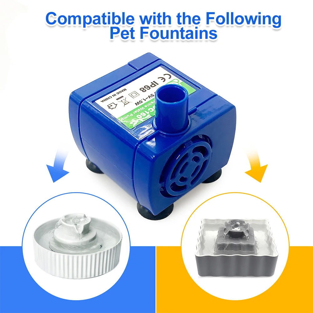 Mini Water Pump 160L/H 1.5W mini Submersible Pump USB DC 5V Pet Water Dispenser Water Pump with LED Light for Pets Dispenser Pet Parts