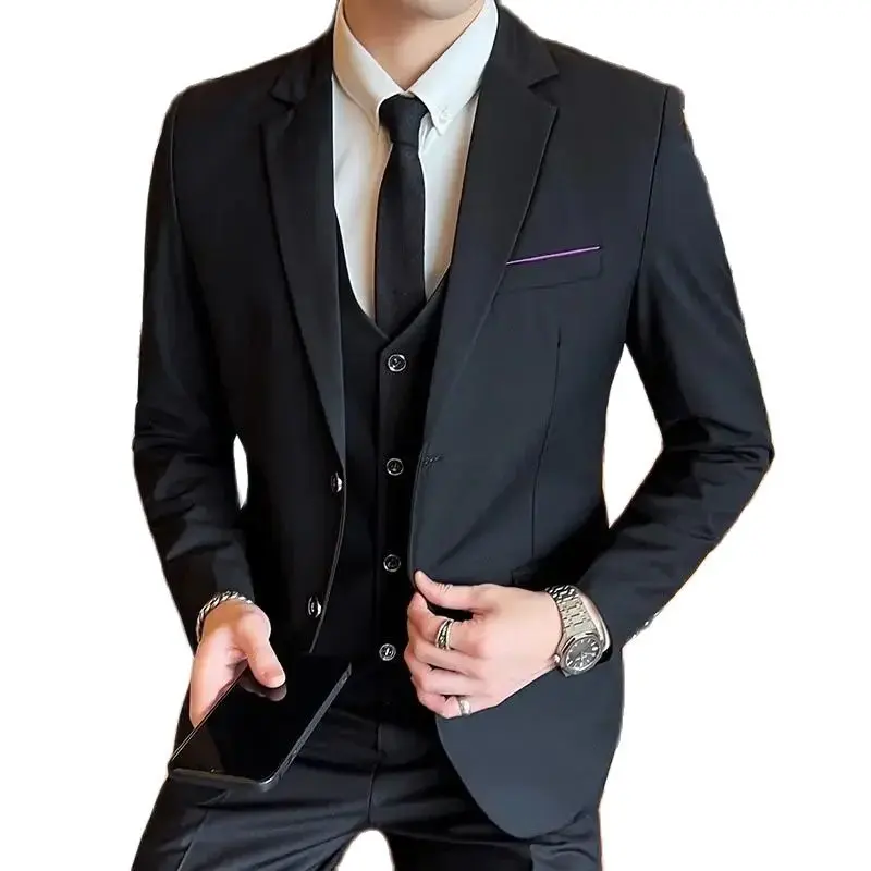 6XL (Blazer + Vest + Trousers) Men's Suit Fashion Business Italian Style Wedding Gentleman Dress Formal 3-piece mens suit