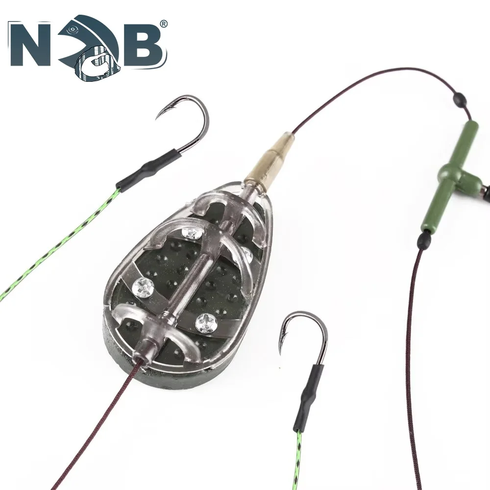NGB 30-100g Karpfen Angelschnur Mit Haken Haar Rigs Führer Feeder Metall Köder Käfig Sinker Angeln Zubehör