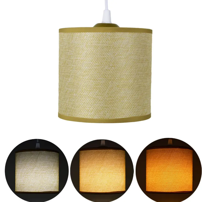 

16W Cylinder Pendant Hanging Lighting E27 Lamp Holder Fabric Shade 3Colors AC90-265V 16W LED Bulb Home Room Decor Chandeliers