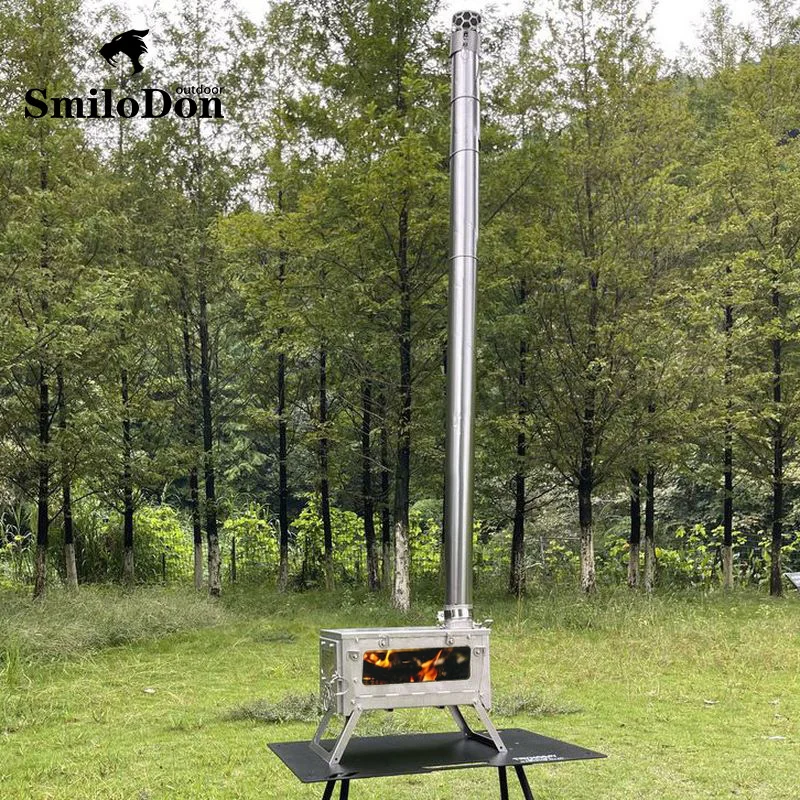 Tryhomy Folding Ultralight Titanium Stove Camping Mini Wood Brazier  Firewood Burner Portable Tent Heater Furnace with Chimney - AliExpress