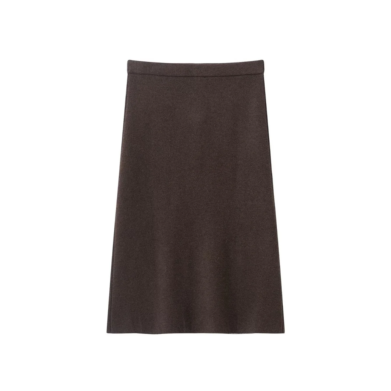 Women Solid Knitted Midi Skirt With Elasticated Waist Flare Hem Straight Long Skirt Female Spring Autumn Holiday Elegant Skirts