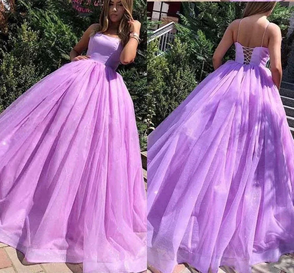Ball Gown Quinceanera Dresses Spaghetti Straps Tulle vestidos de 15 a&ntilde;os Long robe de bal debutante Sweep Train