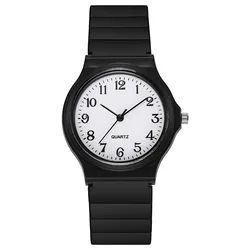 Compact Quartz Watch for Students - Stylish Design for Children (White)