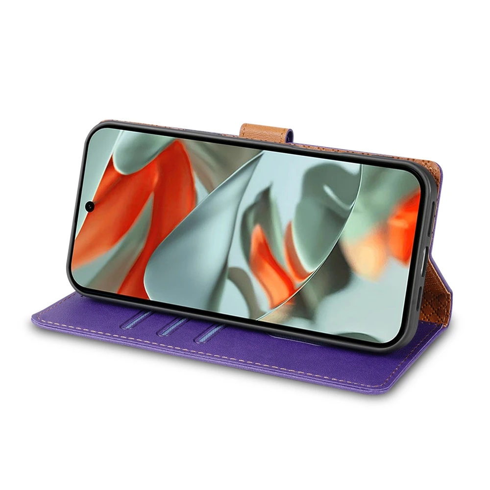 Leather Flip Wallet Phone Case with Card Slots and Kickstand Feature
