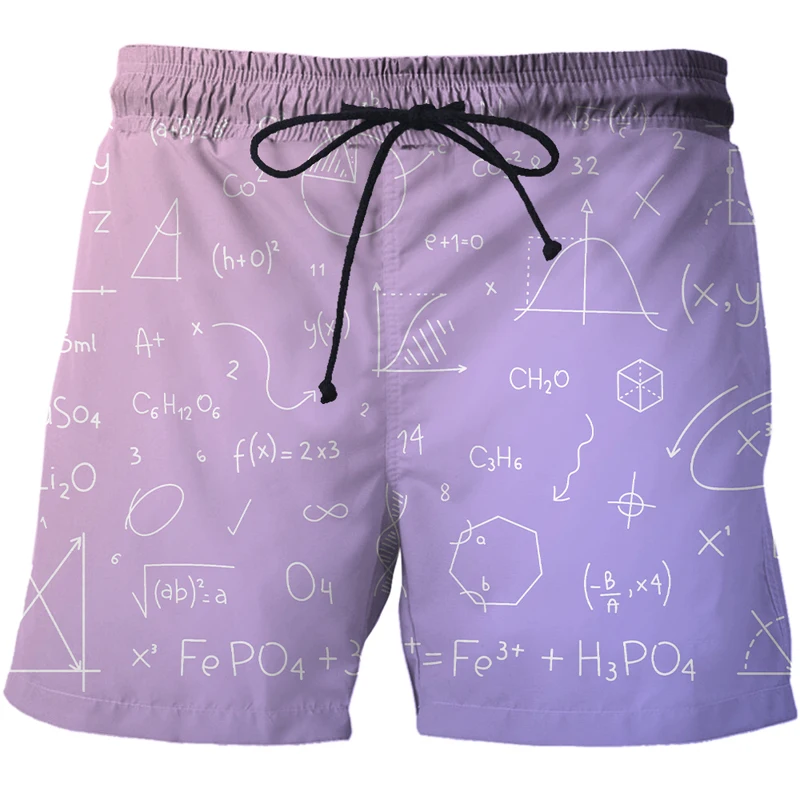 New Men's Mathematical Formula 3D Printed Beach Pants Men's Swimming Shorts Surfing Suit 3D Digital Harajuku Beach Shorts