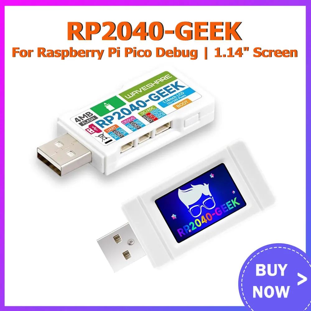 

Raspberry Pi Pico RP2040-GEEK Development Board Based On RP2040 Microcontroller 1.14 Inch 65K Color LCD USB Debugging Downloader