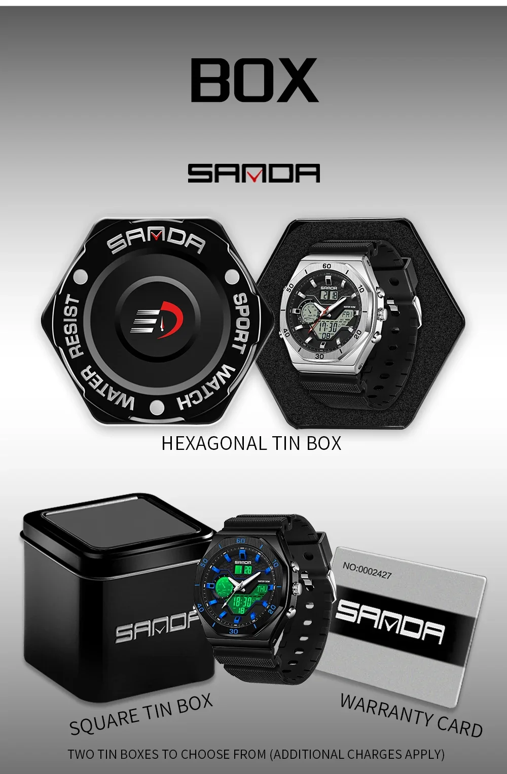 BE THE SUN デイノ SANDA Digital LED Watch Men Military Sport Quartz Wristwatch