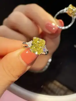 14K Gold Solid Real 5ct Radiant Cut Three-Stone Diamond Ring, Lab-Grown Diamonds (CVD/HPHT), Custom-Made Wholesale Wedding Rings 1