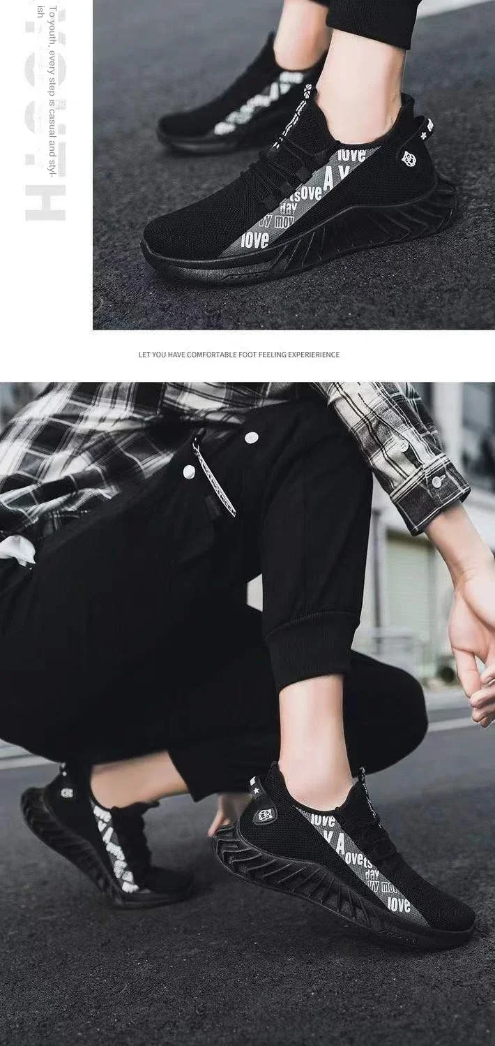 A stylish pair of lightweight, breathable men’s sneakers with a mesh design black3