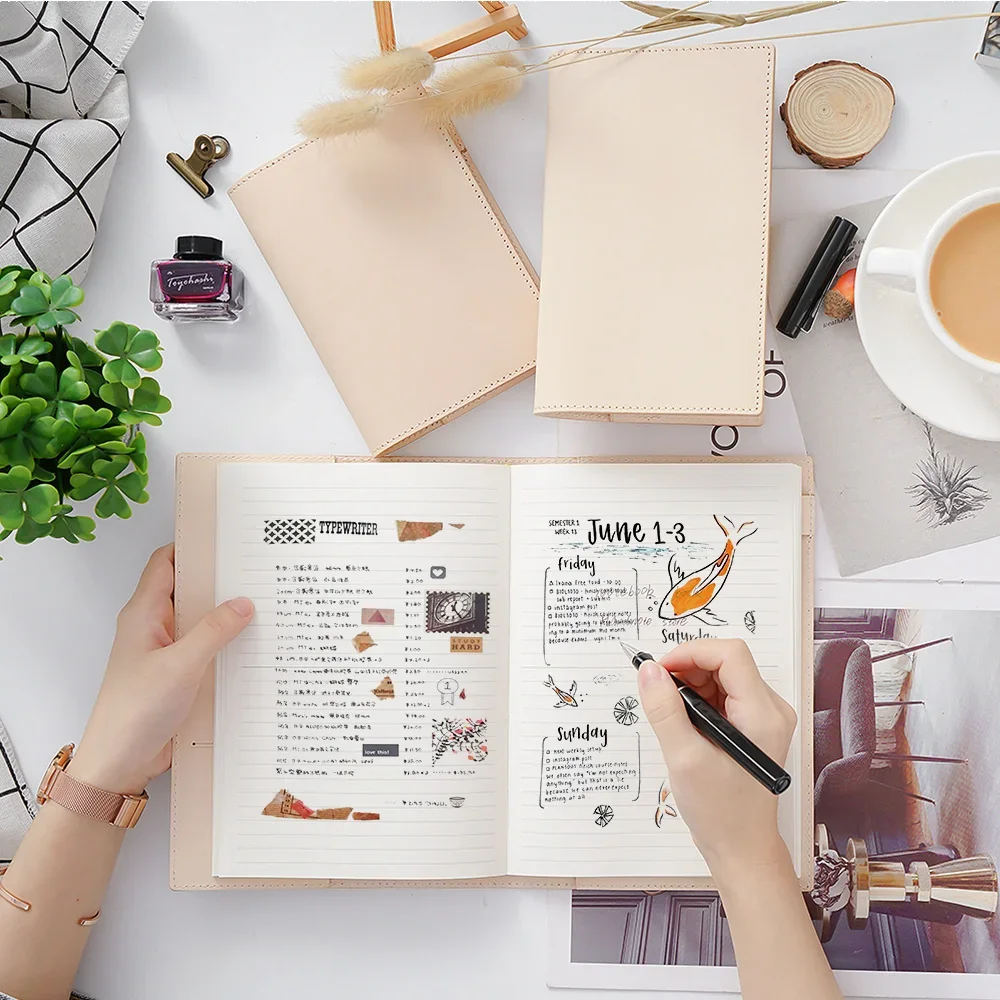 Simplenote 레트로  가죽 노트북 플래너 북 커버, MD 다이어리 오리지널 저널 드로잉 스케치북용, A5, A6, B6 슬림 사이즈