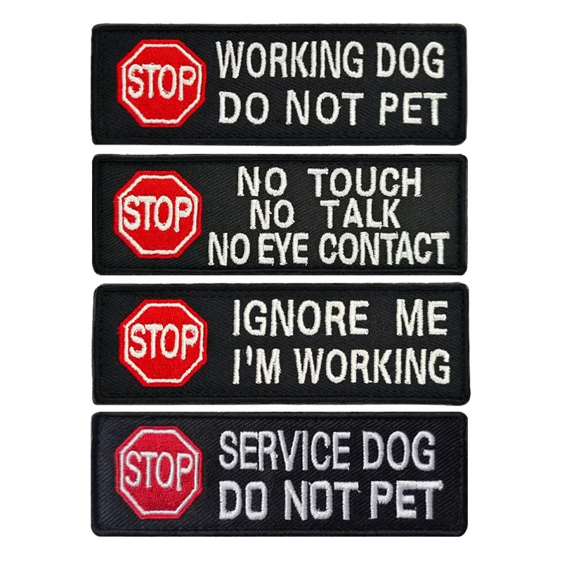 

Free Shipping Embroidery Cloth Sticker Service Dog Strip Badge English Alphabet Pattern Hook&Loop Outdoor Decoration Accessories