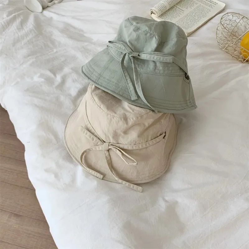 Stylish Women's Lace-up Fisherman Hat Lady Fisherman Hat Wide Brim Sun Wide Brim Windproof Strap Anti-uv Sunshade Summer Cap