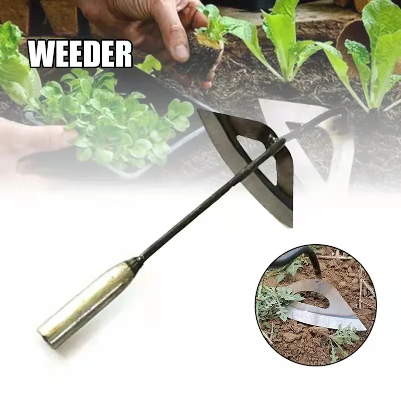 All Steel Hardened Hollow Hoe Weeding Handheld Rake Hardened Planting Tool Vegetable Farm Garden Agriculture Weeding Garden Hoe 2