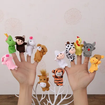 10 Pcs Cartoon Hand Finger Puppet Baby Children Story Early Education Soothing Doll Plush Toy_voghion.com