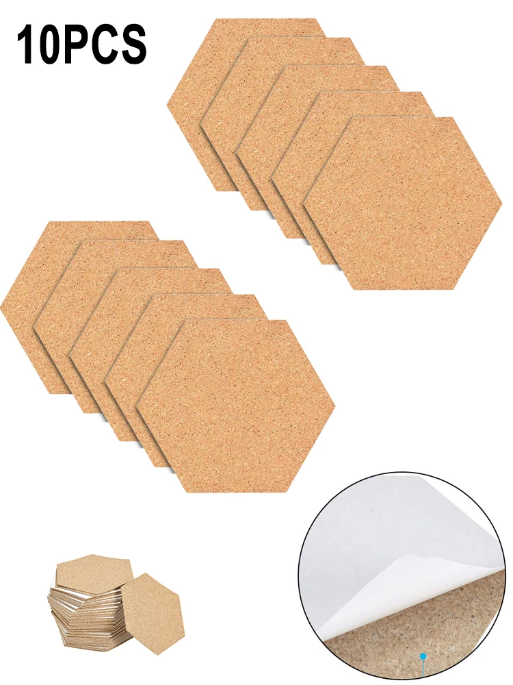

10*Hexagon Cork Mat 100x85x1mm Hexagon Coasters Cork Cup Mat Pad Adhesive Backed Wood 10pcs Hexagon Coasters