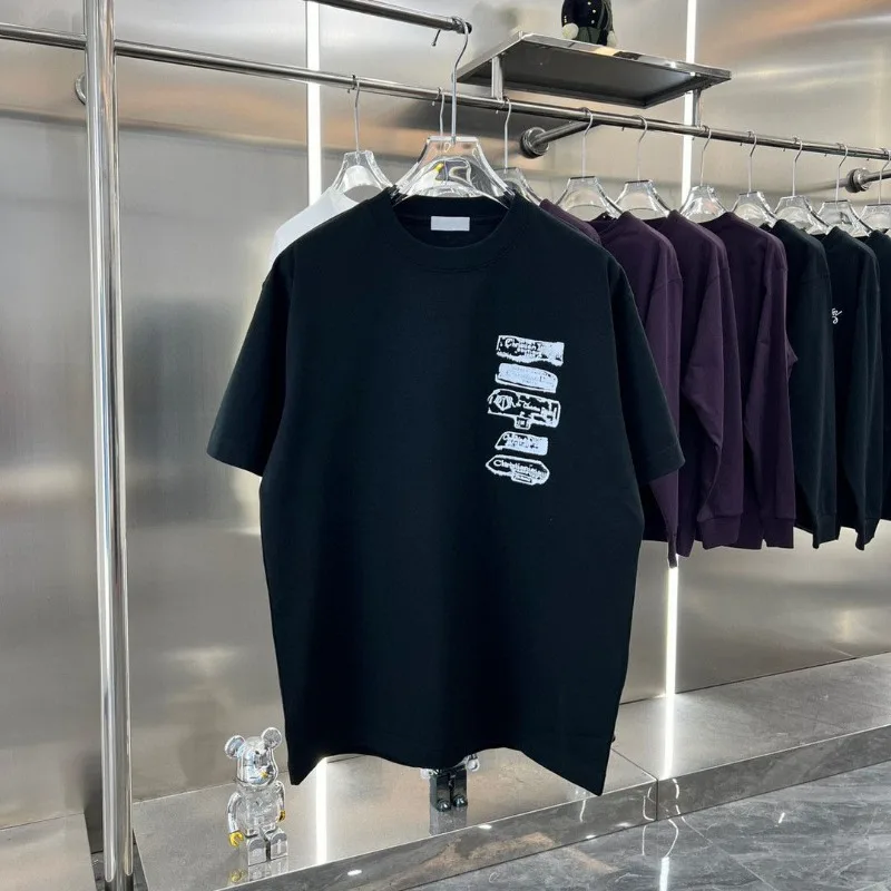 New trendy brand summer newspaper letter printing loose round neck versatile short-sleeved T-shirt for men and women 2