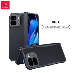XUNDD Shockproof Laser Matte Protective Folding Cover with Glass for Pixel 9 Pro Fold (Black)
