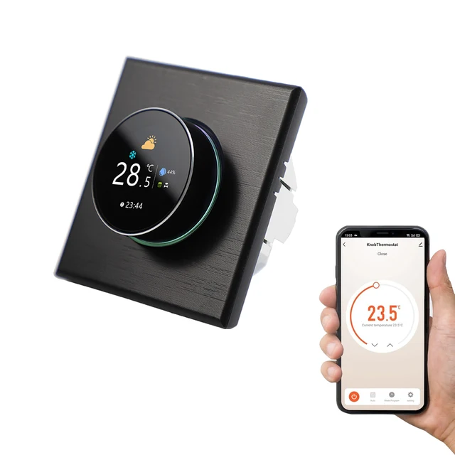 Qiumi Smart Wifi สีลูกบิดเทอร์โมเครื่องปรับอากาศอุณหภูมิ Controller ทํางานร่วมกับ Alexa GoogleHome 1