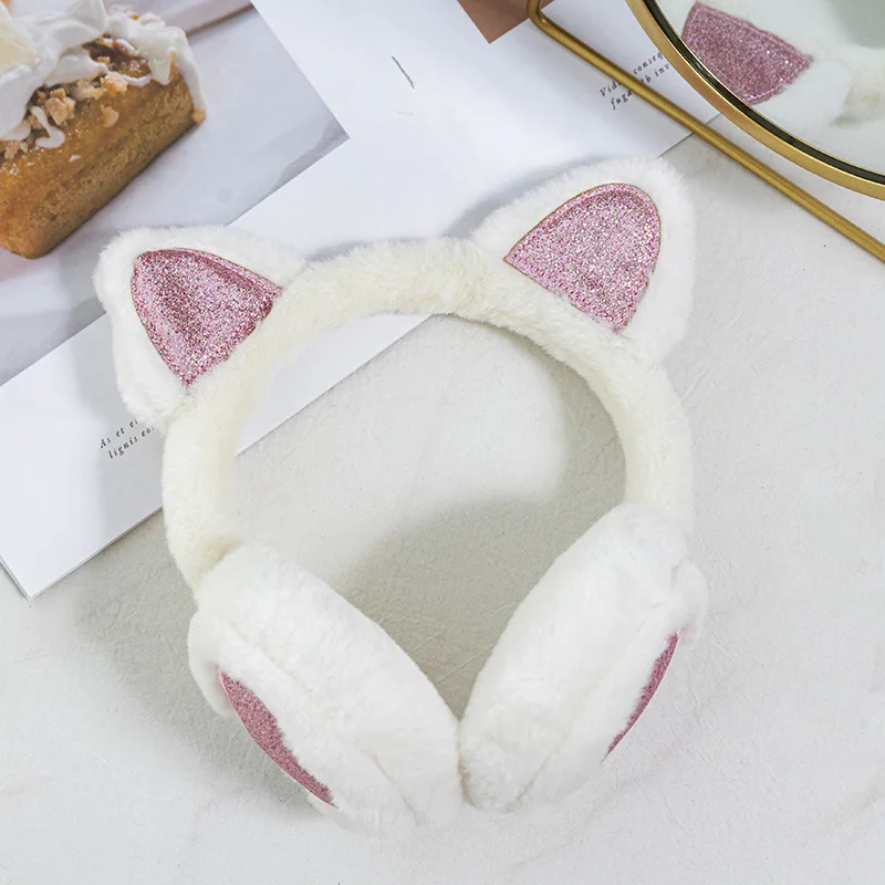 Cute Cat's ears love Ears Winter Warm Earmuffs For Girls Ear Protection Plush Thick Soft Earmuffs Protect Ears Warm
